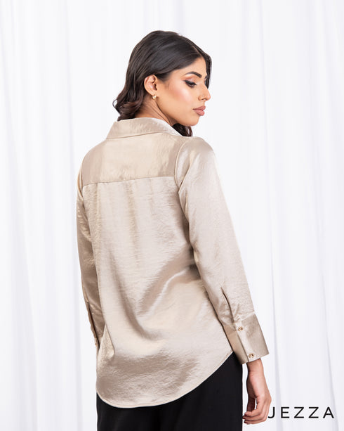 Thick Satin Shirt-Style Top 66302